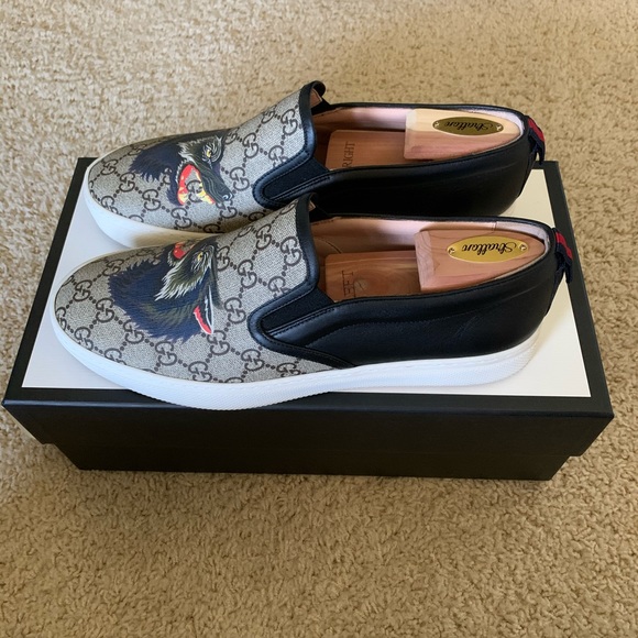 ANY REASONABLE OFFER ACCEPTED Gucci Dublin Angry Wolf Slip-On Sneaker Rare G09+ - Picture 3 of 4